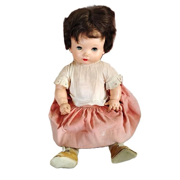 Vintage 1950s Effanbee 18” All-Vinyl Toddler Doll – Rooted Hair, Sleep Eyes - Picture 1 of 4